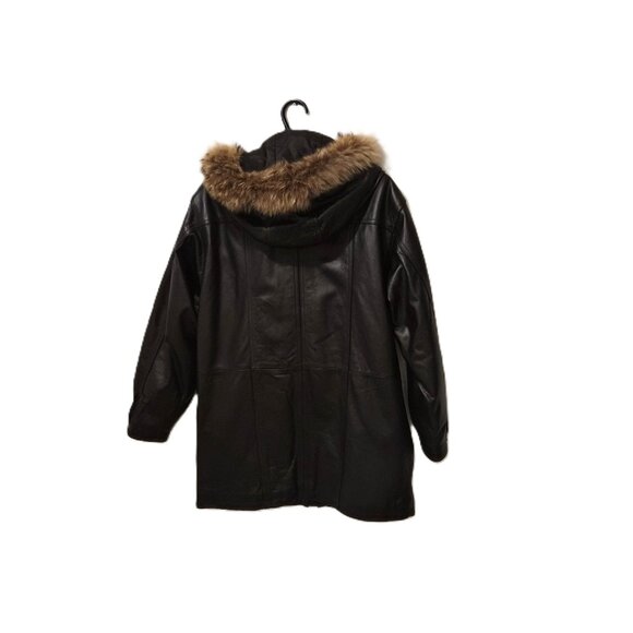 Y2K Field Gear FG Leather Coat – Dark Brown, Thermolite Insulated, Raccoon Fur - Picture 3 of 7